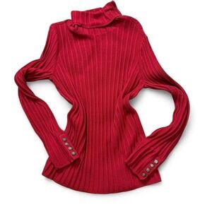 Simply Vera Red Ribbed Turtleneck Sweater‎